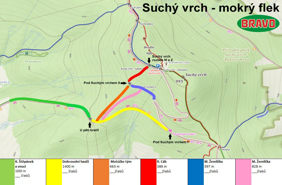 Mapa Suchý vrch - Mokrý flek